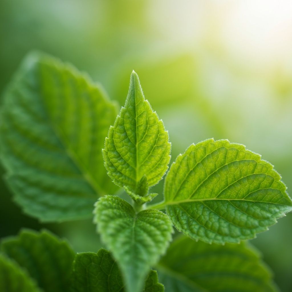 Grüne Blätter mit Lichtfilterung